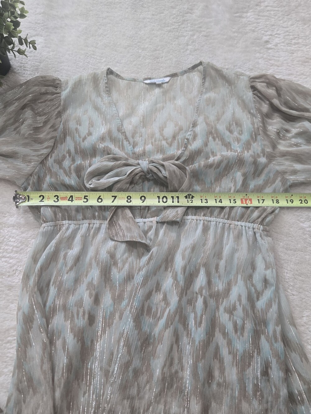 Blue Island Blue Ikat Sheer Resortwear Beach Vacation Maxi-Dress Coverup, L - Picture 3 of 5